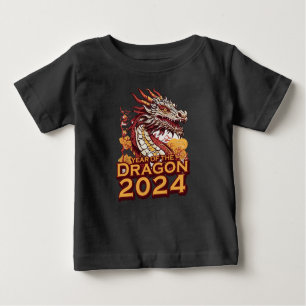 Jaar van de draak 2024 baby zwart T-shirt, Dragon