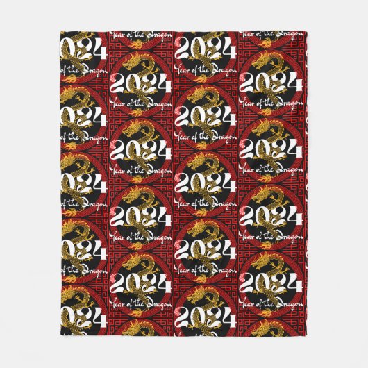 Jaar van de Draak 2024 Chinese dierenriem Fleece Deken (Voorkant)