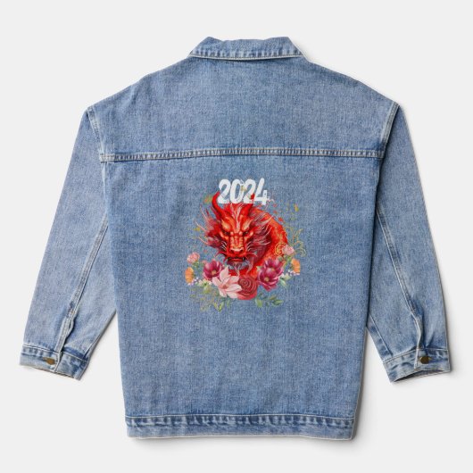 Jaar van de Draak 2024, Chinese Draak Denim Jacket (Achterkant)