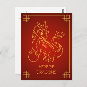 Jaar van de Draak 2024 Chinese Zodiac Briefkaart