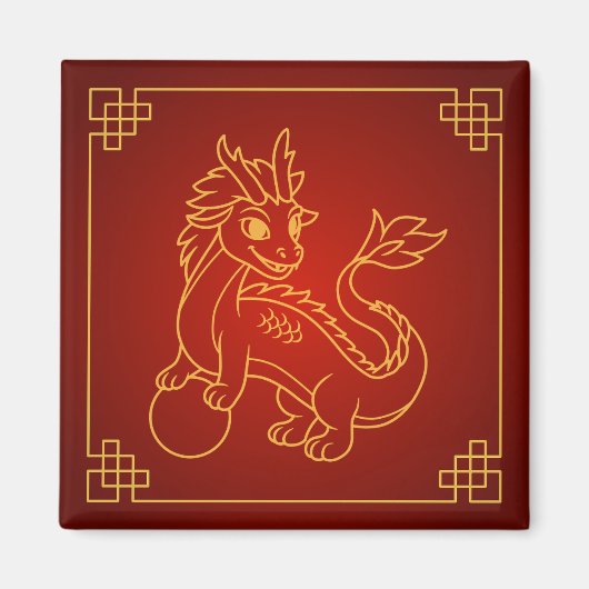 Jaar van de Draak 2024 Chinese Zodiac Magneet (Voorkant)