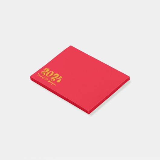 Jaar van de draak 2024 goud post-it® notes (Schuin)