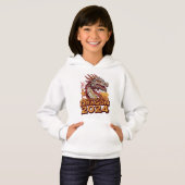 Jaar van de draak 2024 meisje wit Hoody, Dragon (Voorkant volledig)