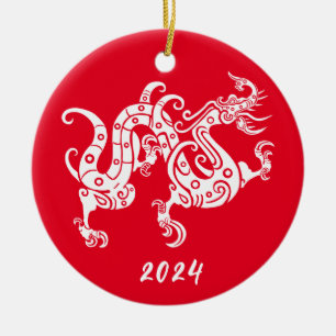 Jaar van de Draak Chinees Nieuwjaar Keramisch Ornament