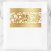 Jaar van de Draak, Gouden Draak Rechthoekige Sticker (Tas)