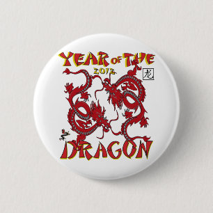 Jaar van de draak ronde button 5,7 cm