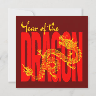Jaar van de Draak Rood Goud Bedankkaart