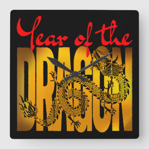 Jaar van de Draak Vierkante Klok