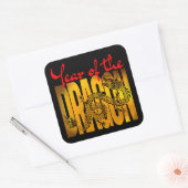 Jaar van de Draak Vierkante Sticker (Envelop)