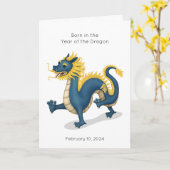 Jaar van de Dragon Baby Geboorte Aankondiging (Gele Bloem)