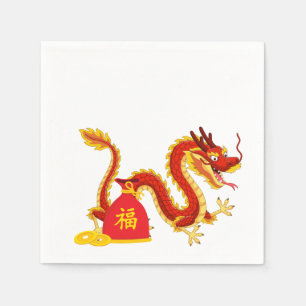 Jaar van de Dragon Cartoon Red Sack Napkins Servet