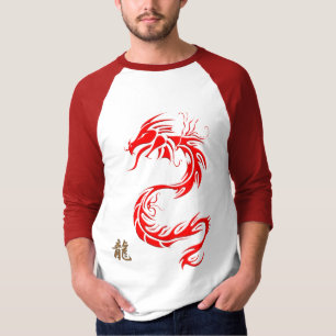 Jaar van de "DRAGON" Chinese rode draak & Kanji T-shirt