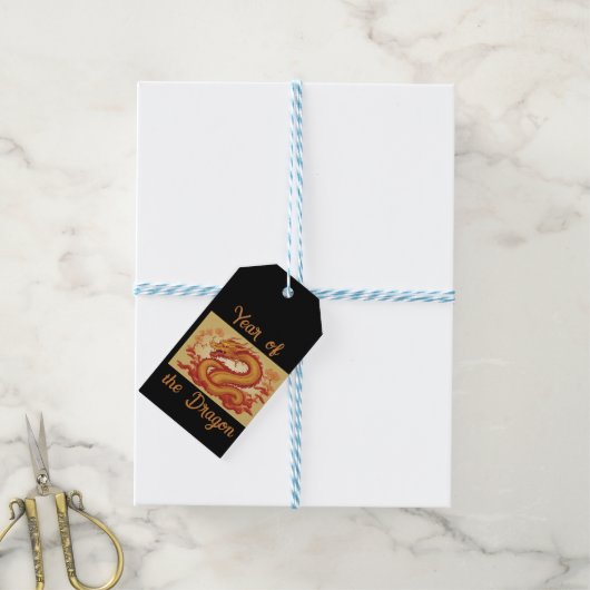 Jaar van de Dragon Gift Label Cadeaulabel (Met Touw)