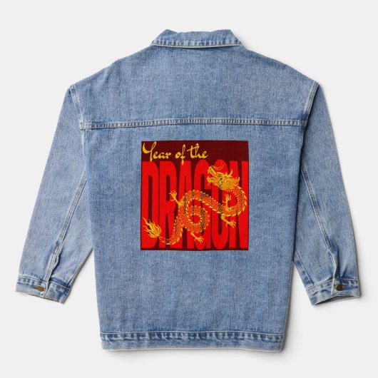 Jaar van de Dragon Red Gold Denim Jacket (Achterkant)
