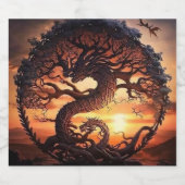 Jaar van de Dragon Wine Bottle Sparkling Wijnetiket (Enkel label)