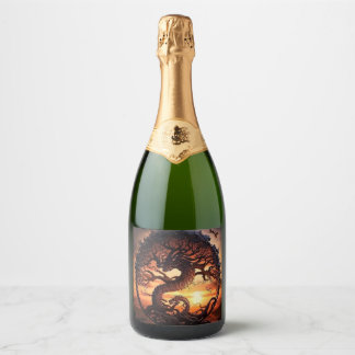 Jaar van de Dragon Wine Bottle Sparkling Wijnetiket