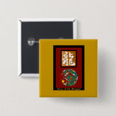 Jaar van de Drakenrechthoek Vierkante Button 5,1 Cm (Voorkant /achterkant)