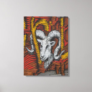 Jaar van de geitenschaap Ram Graffiti Canvas Afdruk