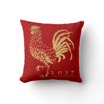 Jaar van de Haan 2017 aanpasbaar Red Pillow