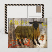 jaar van de houten schapen feestdagenkaart (Voorkant / Achterkant)