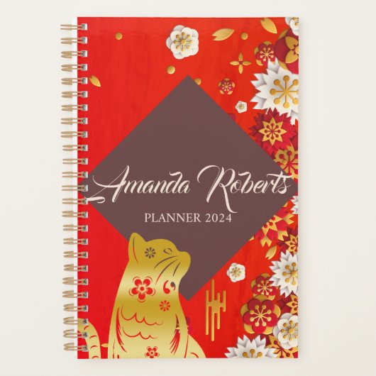 Jaar van de kat 2024 bloemen planner (Voorkant)