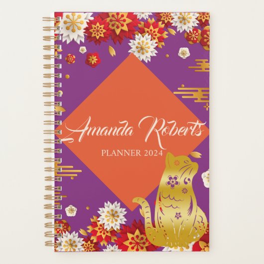 Jaar van de kat 2024 bloemen planner (Voorkant)