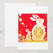 Jaar van de Konijn Feestdagenkaart (Voorkant / Achterkant)