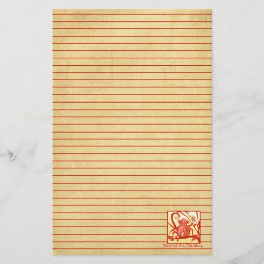 Jaar van de Monkey Waterverf Red Lined Briefpapier (Voorkant)