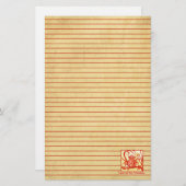 Jaar van de Monkey Waterverf Red Lined Briefpapier (Voorkant / Achterkant)