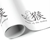 Jaar van de Monkeykalligrafie Tekening Cadeaupapier (Rol Hoek)