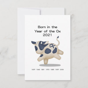 Jaar van de Os Persoonlijke Baby Aankondiging