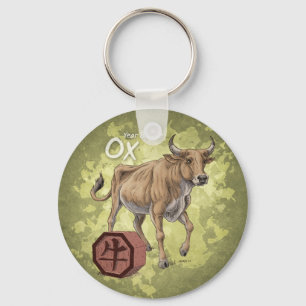 Jaar van de Ox Chinese Zodiac Art Sleutelhanger