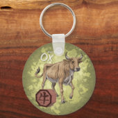 Jaar van de Ox Chinese Zodiac Art Sleutelhanger (Voorkant)