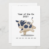 Jaar van de Ox Cute Zodiac 2021 Persoonlijk (Voorkant / Achterkant)