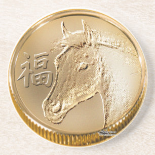 Jaar van de paarden zandsteen onderzetter