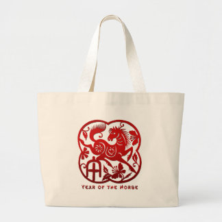 Jaar van de Paardenpapercut Grote Tote Bag
