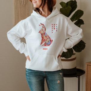 Jaar van de Rabbit 2023 Red Rabbit origami Hoodie