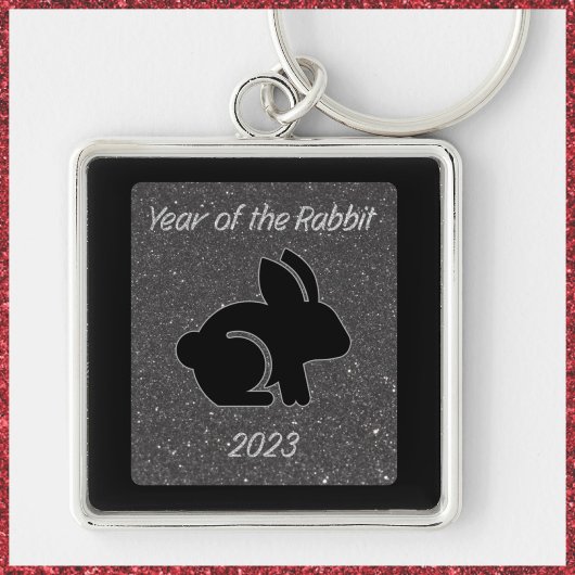 Jaar van de Rabbit Black Glitter Design Sleutelhan Sleutelhanger