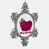 Jaar van de Ram - Funny Ram in Roze Tin Sneeuwvlok Ornament (Links)
