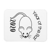 Jaar van de Rat 2020 muis met tekst Magneet (Horizontaal)