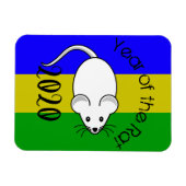 Jaar van de Rat 2020 muis met tekst Magneet (Horizontaal)