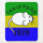 Jaar van de Rat 2020 muis met tekst Muismat (Voorkant)