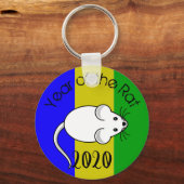 Jaar van de Rat 2020 muis met tekst Sleutelhanger (Voorkant)