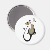 "Jaar van de rat" Aziatische Rat magneet (Voorkant / Achterkant)