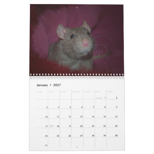 Jaar van de Rat Calander Kalender (Jan 2027)