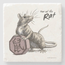 Jaar van de Rat Chinese Zodiac Animal Art Stenen Onderzetter
