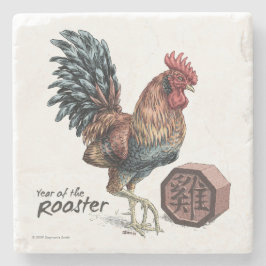 Jaar van de Rooster Chinese Zodiac Animal Art Stenen Onderzetter