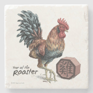 Jaar van de Rooster Chinese Zodiac Animal Art Stenen Onderzetter