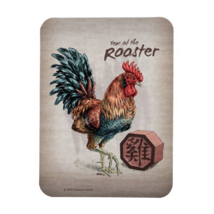 Jaar van de Rooster Chinese Zodiac Art Magneet