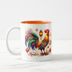 Jaar van de Rooster-Mok Tweekleurige Koffiemok